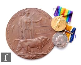 A World War One medal pair and Death Plaque to 12685 Sjt Samuel Rich Shropshire Light Infantry.