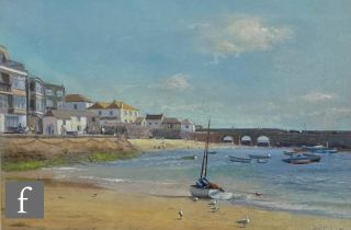 KEN SIEBERT (20TH CENTURY) - 'St. Ives, Cornwall', pastel drawing, signed, framed, 31cm, x 45cm,