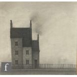 TREVOR GRIMSHAW (1947- 2001) - Solitary house, pencil drawing, signed and dated '70, framed, 24cm