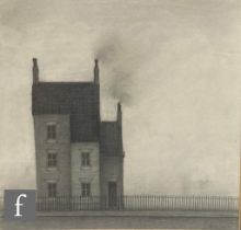 TREVOR GRIMSHAW (1947- 2001) - Solitary house, pencil drawing, signed and dated '70, framed, 24cm