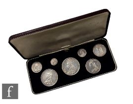A Victoria 1887 seven coin Jubilee set, cased.
