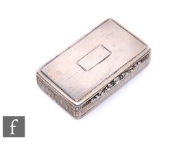 A George III hallmarked silver cushioned rectangular snuff box with engine turned decoration, weight