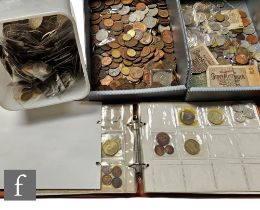 A large assorted collection of George V to Elizabeth II nickel and copper coinage, also foreign