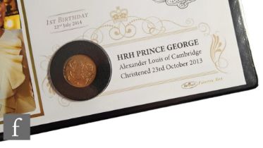 An Elizabeth II 2013 sovereign to commemorate the Christening of HRH Prince George, in