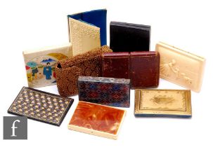 A Tartanware card case, no clan, another with Mt Fuji design and eight other various card cases