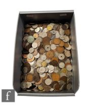 A large quantity of 19th and 20th Century foreign copper and nickel coinage, also English coinage,