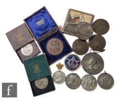 A William IV and Queen Adelaide commemorative pewter medal, another for the 1838 Coronation and