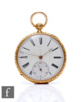 An 18ct open faced detached lever pocket watch with parachute compensation, Roman numerals to a