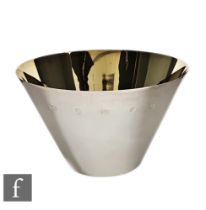 A Britannia standard hallmarked silver conical wine taster of plain form with gilded interior,