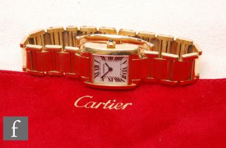 A lady's 18ct hallmarked Cartier Tank Francaise wrist watch Ref 2385, Roman numerals to a