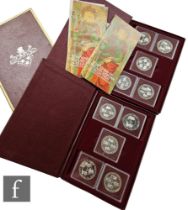 A Cayman Islands Silver Kings Collection, 1980, ten twenty five dollar silver proof coins