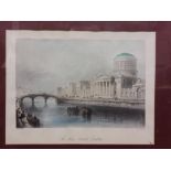 After S.C. Hall Prints: Four coloured Views in Dublin, to include: * Bank of Ireland * Trinity