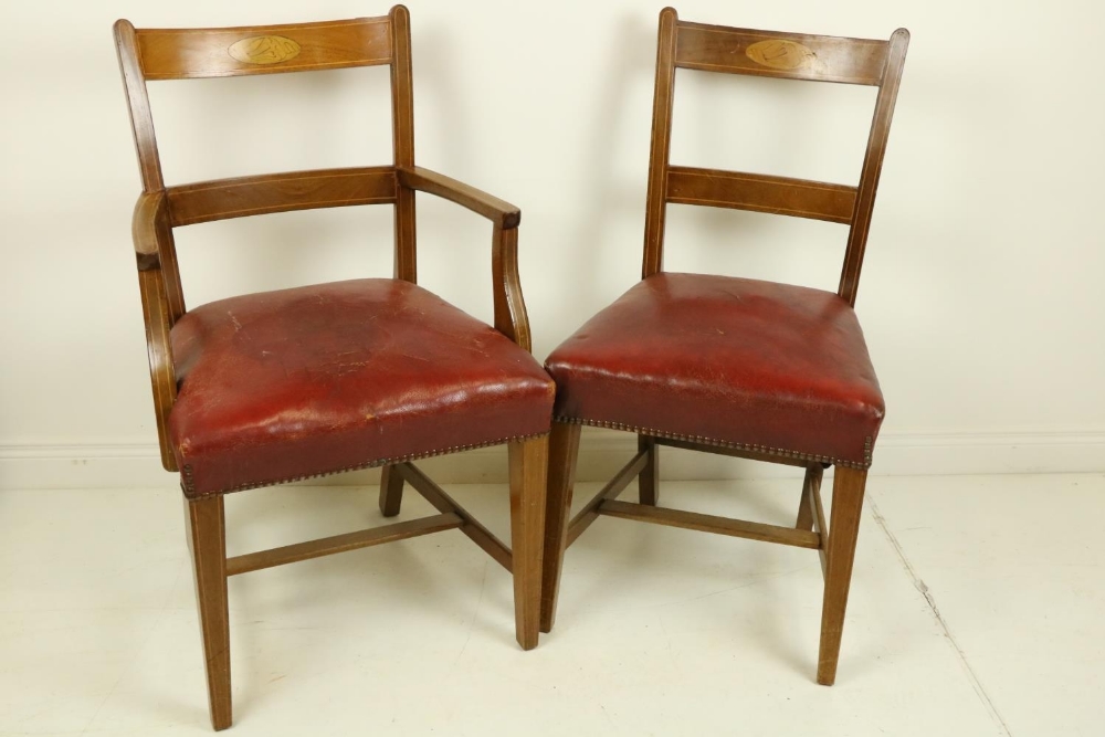 A good set of 14 (12 + 2) Sheraton Revival mahogany Dining Chairs,ÿeach with a shell inlaid top rail - Image 3 of 4