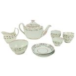 An unusual early 19th Century English porcelain part Tea Set, decorated with acorns, green leaves