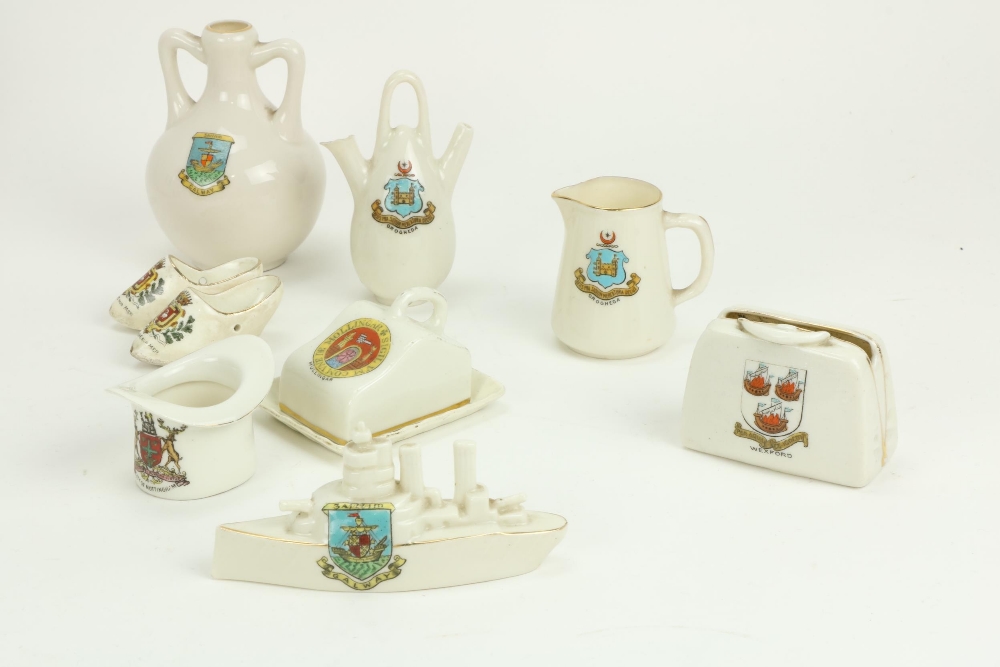 A collection of varied 'Goss' China (Irish) including: teapot, cup, butter dish, and other unusual - Image 4 of 7