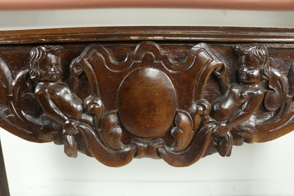 A 19th Century Provincial carved pine Side or Console Table, the rectangular moulded top above an - Image 2 of 6