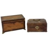A fine quality Georgian mahogany inlaid and crossbanded Tea Caddy, with three sections on brass
