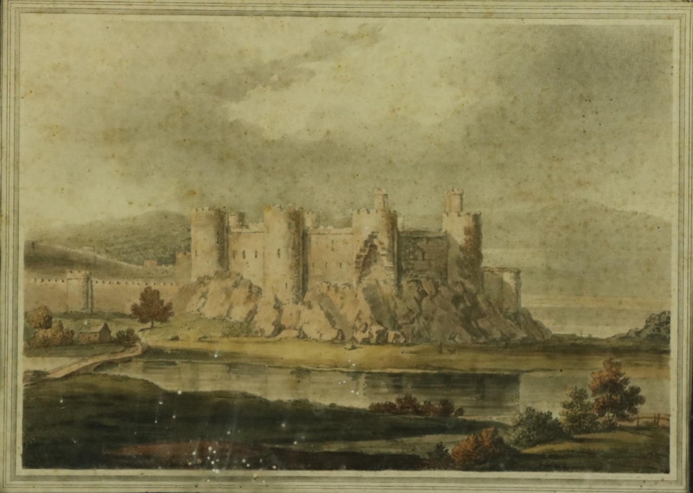 A good set of 4 - 19th Century coloured Engravings, depicting various landscapes and castles, each 7 - Image 4 of 5