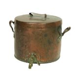 A good heavy Georgian copper Hot-Water Pot, with brass tap, heavy copper handles and original copper