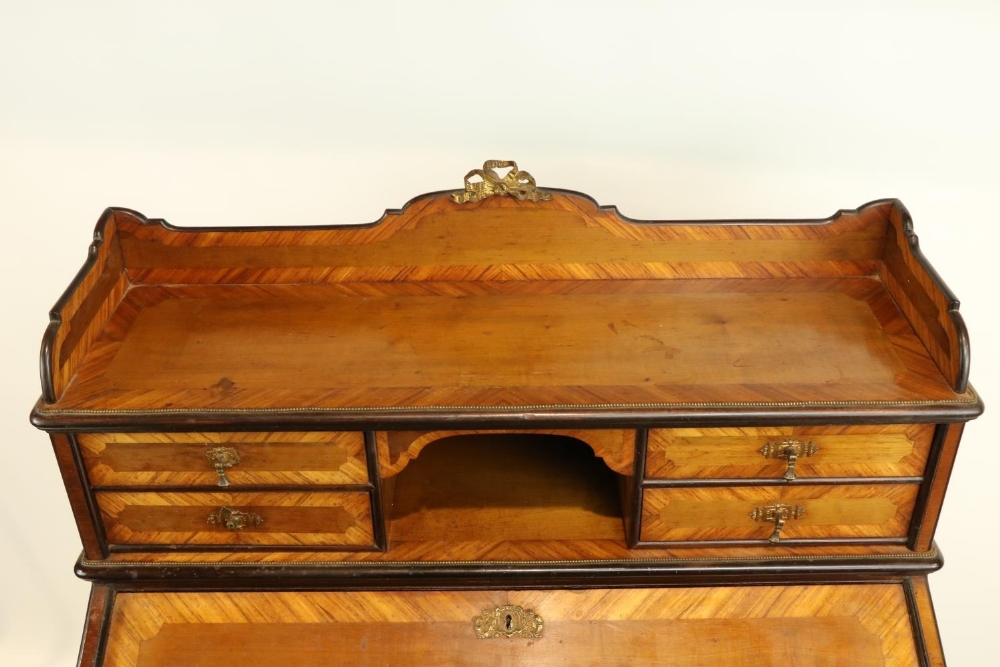 A late 19th Century kingwood, mahogany and satinwood Bonheur du Jour,ÿwith brass mounts and three- - Image 3 of 11