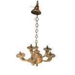 A fine quality Georgian style five branch ormolu Ceiling Light, the bulbous centre moulded with