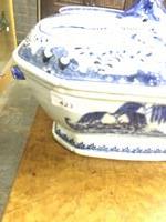 A Nankin blue and white Tureen and cover, decorated in the typical style of figures and landscape; - Image 2 of 16