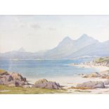 Captain George Drummond Fish (1876-1938) "Near Renvyle," watercolour, beach scene with mountains