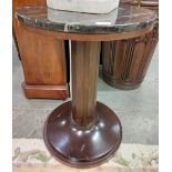 A circular marble top Statue Stand, on shaped pillar support on stepped base, 66cms h x 51cms d (26"