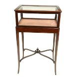 An attractive Edwardian inlaid rosewood Curio Display Case, of rectangular form, the hinged and