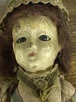 A Queen Anne period carved and painted wooden Dolls Body, the head with coloured glass eyes, ( - Image 4 of 16