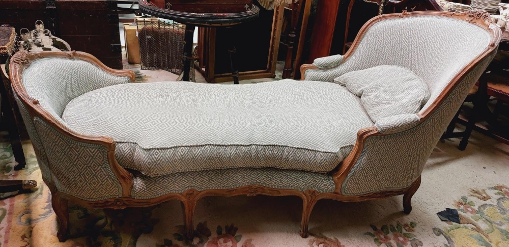 An attractive 19th Century Louis XV style fruitwood framed Daybed, the top crested with carved - Image 2 of 2