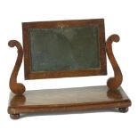 An early 19th Century miniature mahogany Dressing Table Mirror, probably an Apprentice Piece, the