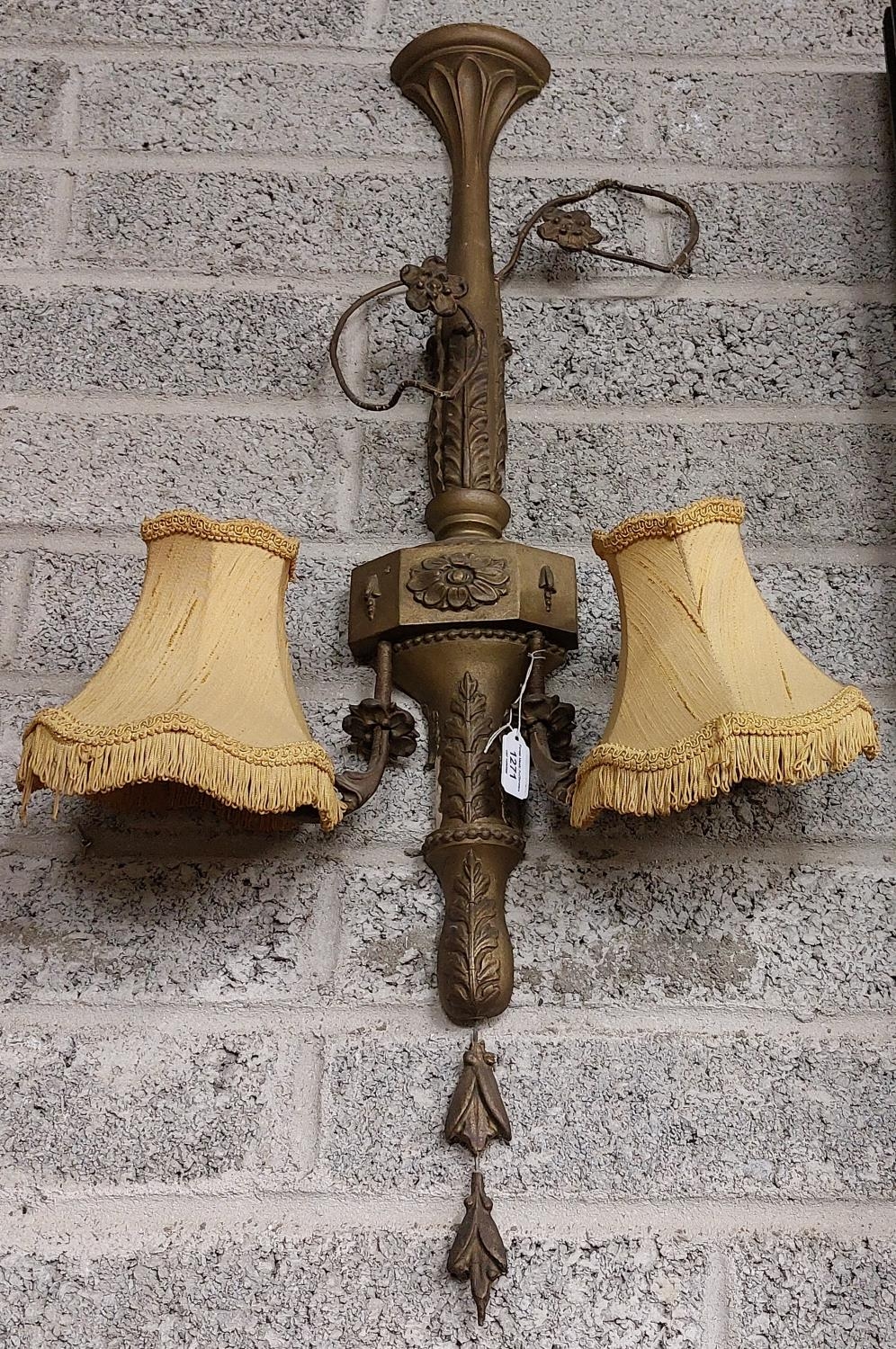 A pair of attractive two branch gilt Wall Sconces, with floral design, each approx. 97cms (38'') - Image 4 of 4