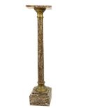 A French Rouge-de-Fer marble and brass mounted Pedestal, with square top and cylindrical stem and