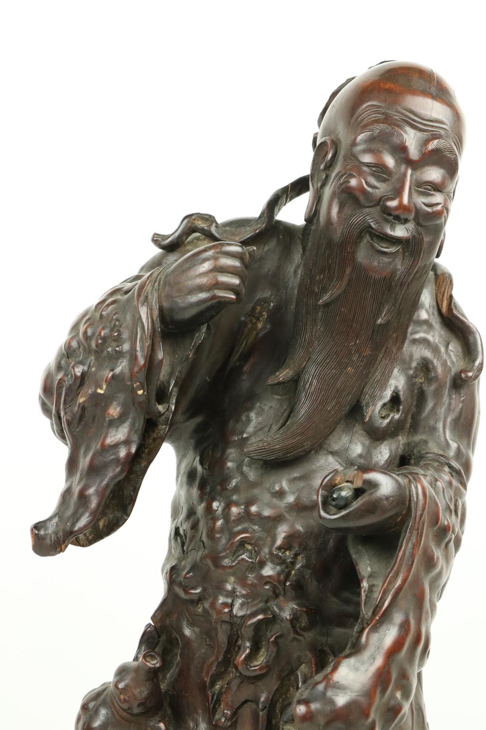 A fine Chinese carved rootwood Figure, of an Immortal 22'' (56cms). (1) - Image 4 of 20