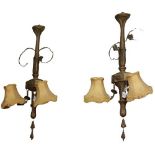 A pair of attractive two branch gilt Wall Sconces, with floral design, each approx. 97cms (38'')