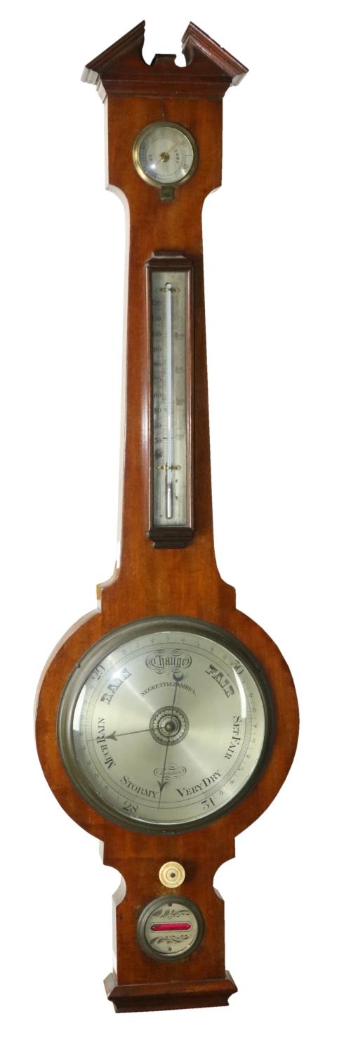 THIS LOT HAS BEEN WITHDRAWN A late 19th Century mahogany Wheel Barometer, by Negretti & Zambra,