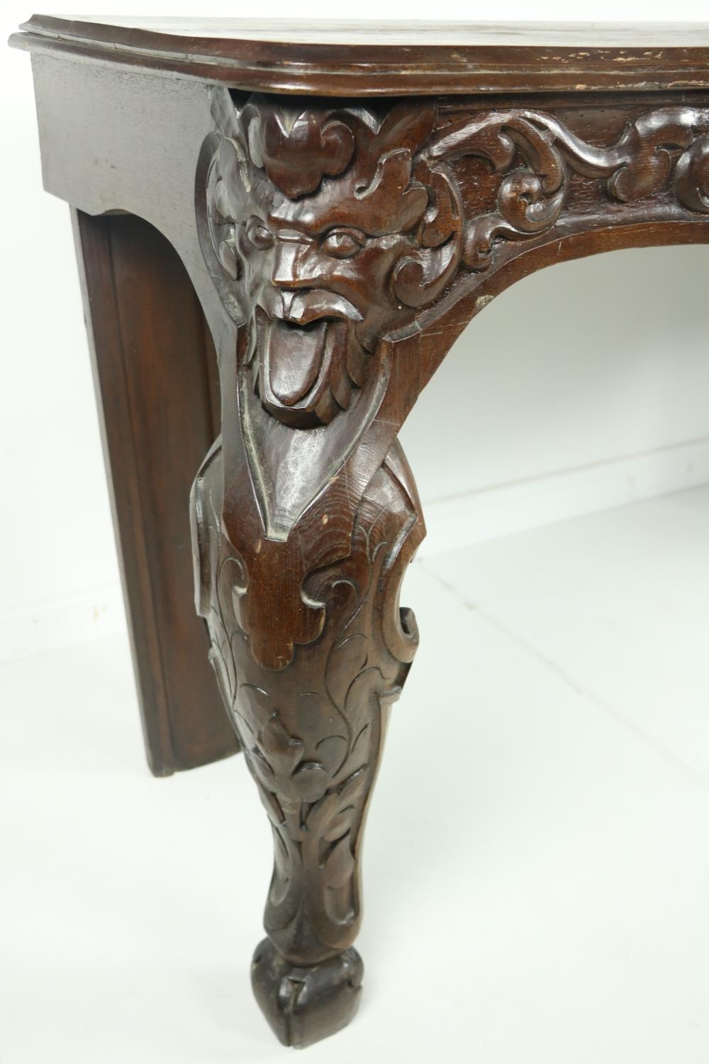 A 19th Century Provincial carved pine Side or Console Table, the rectangular moulded top above an - Image 3 of 6