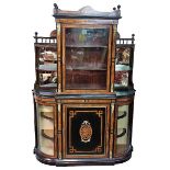 A very fine 19th Century brass mounted ebonised and maple banded Cabinet with Credenza Base, the