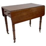 A William IV period mahogany drop-leaf Pembroke Table, with two D shaped flaps flanking a frieze
