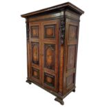 A very good 18th Century South German walnut and marquetry two door Cupboard or Wardrobe, with