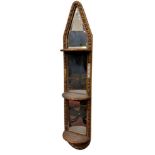 A pair of unusual three tier gilt Wall Mirrors,each with three demi-lune shelves and an arched top,