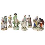 A collection of late 19th / early 20th Century Continental porcelain Figural Statues, some Meissen