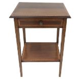 An Edwardian mahogany and satinwood banded two tier Occasional Table or Bedside Table, with frieze