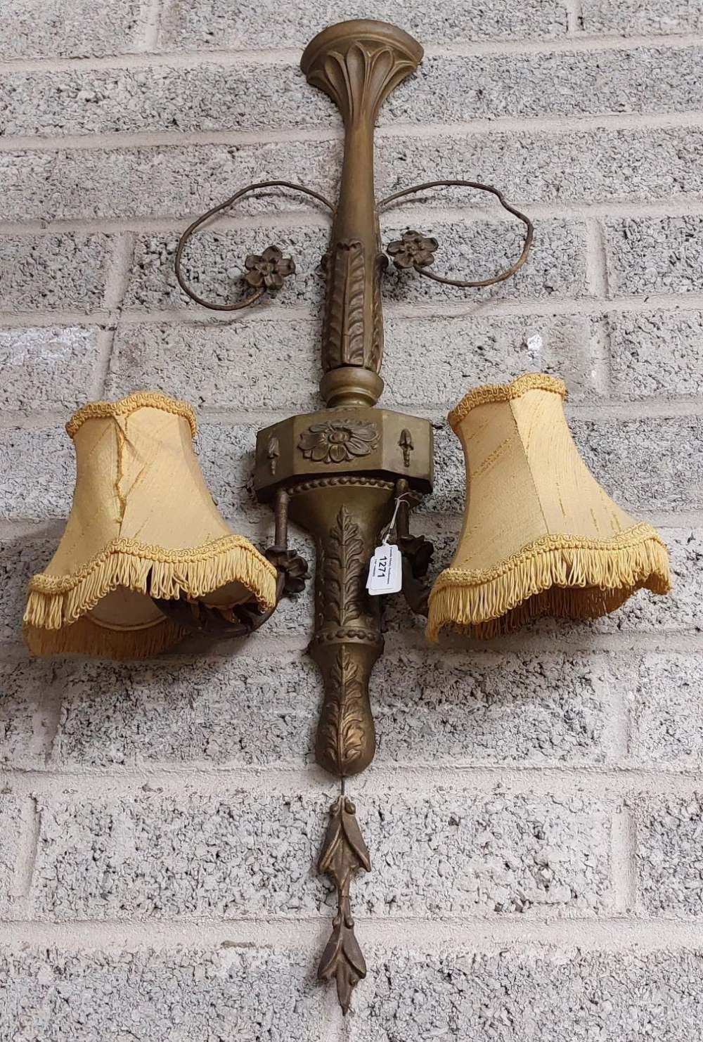 A pair of attractive two branch gilt Wall Sconces, with floral design, each approx. 97cms (38'') - Image 3 of 4