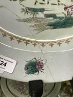 A large 19th Century Chinese cream ground Famille Rose Platter, decorated with flowers and - Image 26 of 29
