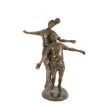 A heavy bronze Group, modelled with two Footballers in action pose, approx. 56cms (22") high. (1)