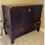 A fine quality Irish Georgian mahogany lift top Mule Chest, with brass fittings and handle, the