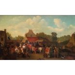 Attributed to Sir David Wilkie R.A. (1785- 1841) "A Crowded Town Festival," O.O.C., a busy Street