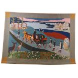 An attractive 20th Century Needlework Tapestry, depicting a horse and royal carriage with horse-